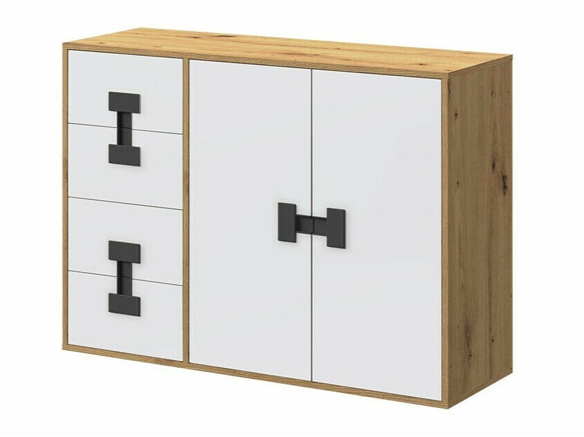 Chest of drawers Florevi 102 (Matte white + Artisan oak)