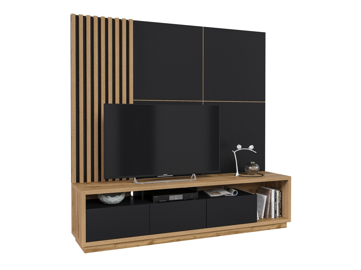 Living room set Austin 360 (Wotan Oak + Black + Matt black)
