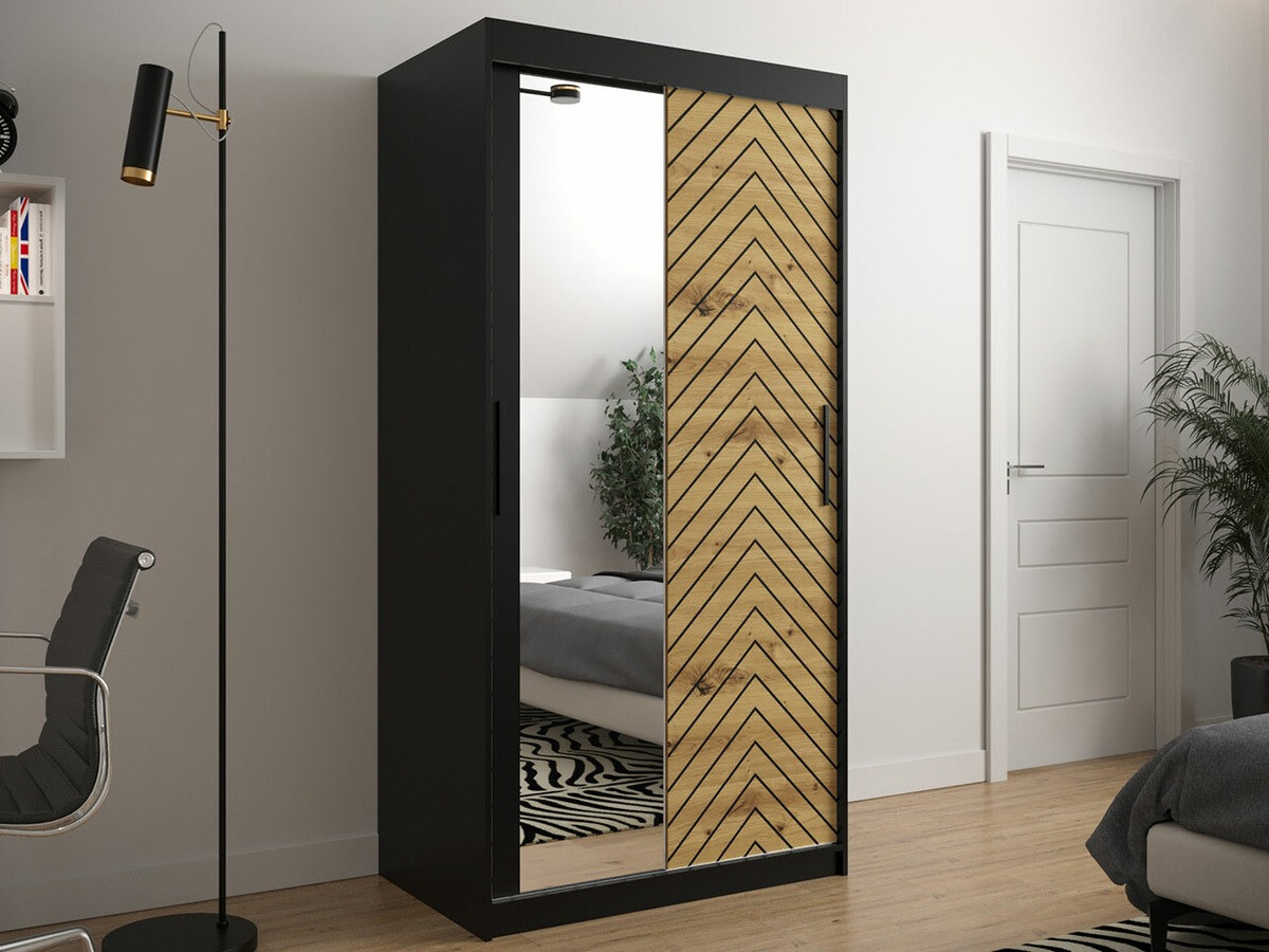 Wardrobe Hartford 307 (Black + Artisan oak)