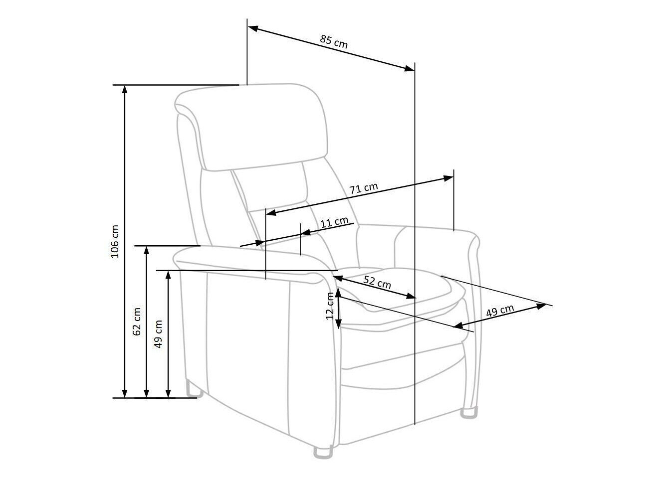 Recliner armchair Houston 1030 (Grey)