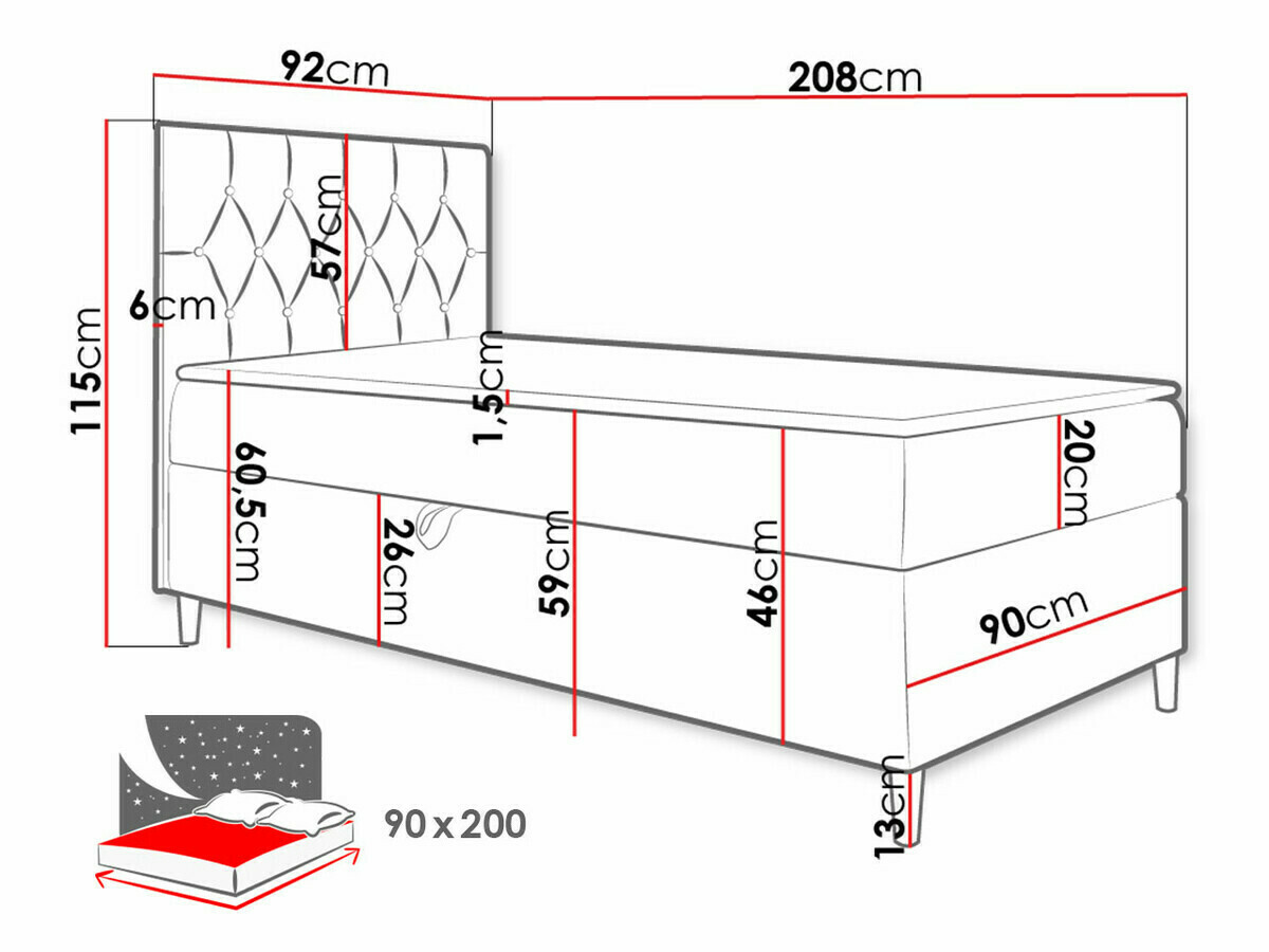 Continental bed Lucus VII (Soft 017 + Fresh 34)