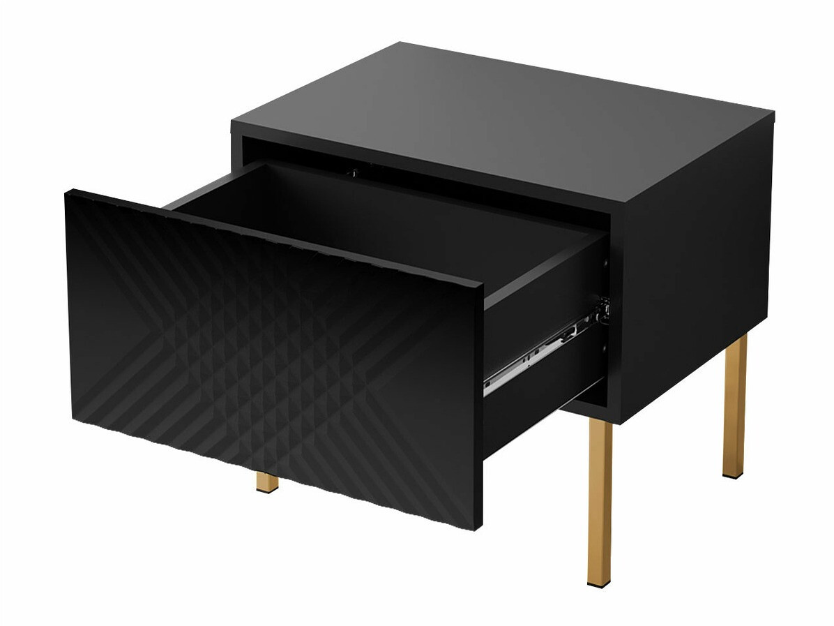 Bedside table Levelbu 102 (White + Glossy white)