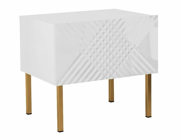 Bedside table Natar (White + Glossy white)