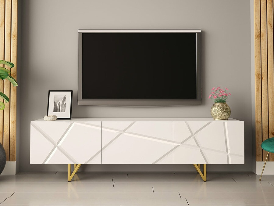 TV stand Audis (White + Glossy white)