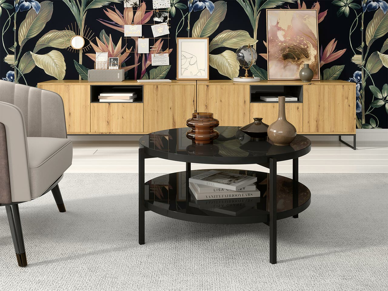 Coffee table Providence 177 (Glossy black + Black)