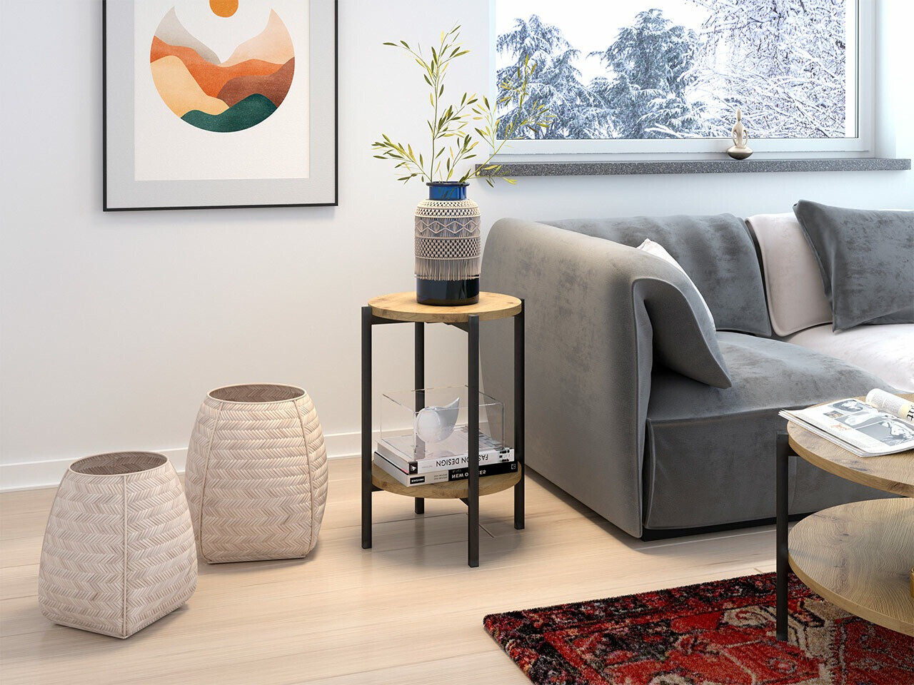 Side table Comfivo Cygnus (Artisan oak + Black)