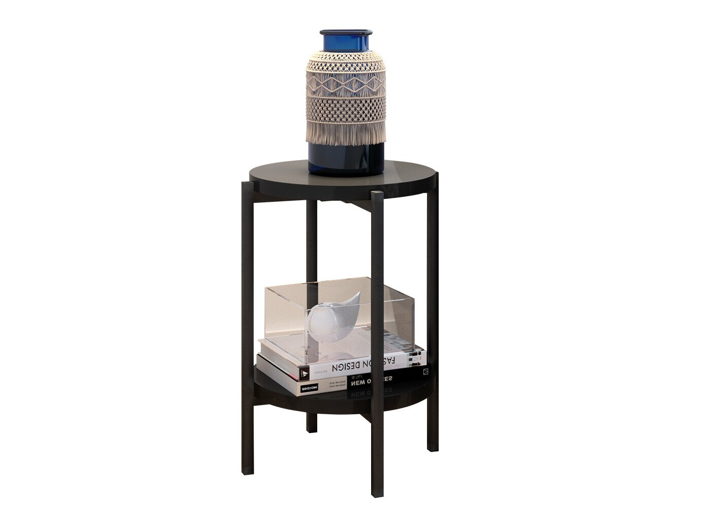 Side table Providence 179 (Glossy black + Black)