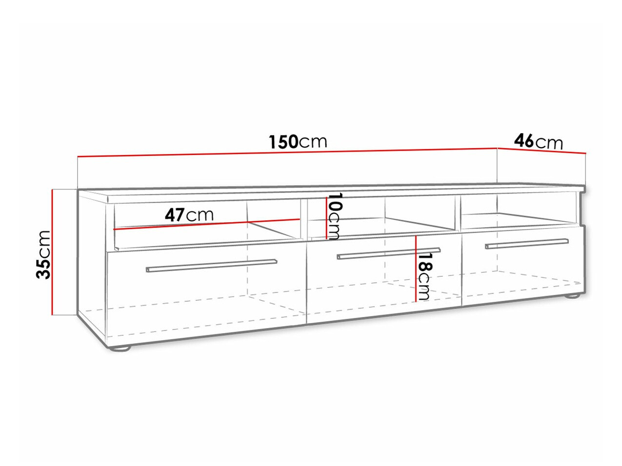 TV stand Uva I (White + Glossy black)