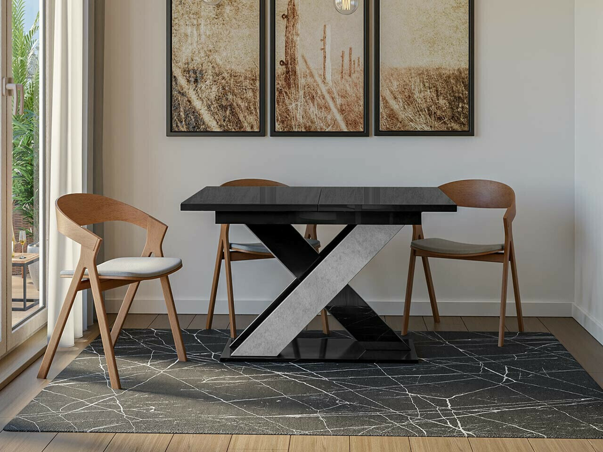 Table Goodyear 117 (Glossy black + Concrete)