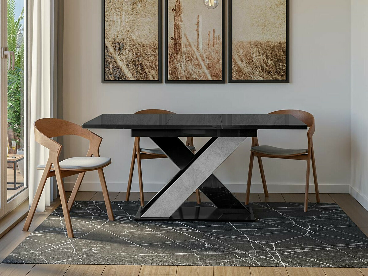 Table Goodyear 117 (Glossy black + Concrete)
