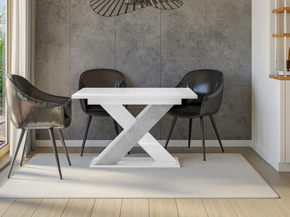 Table Goodyear 117 (Glossy white+ Concrete)