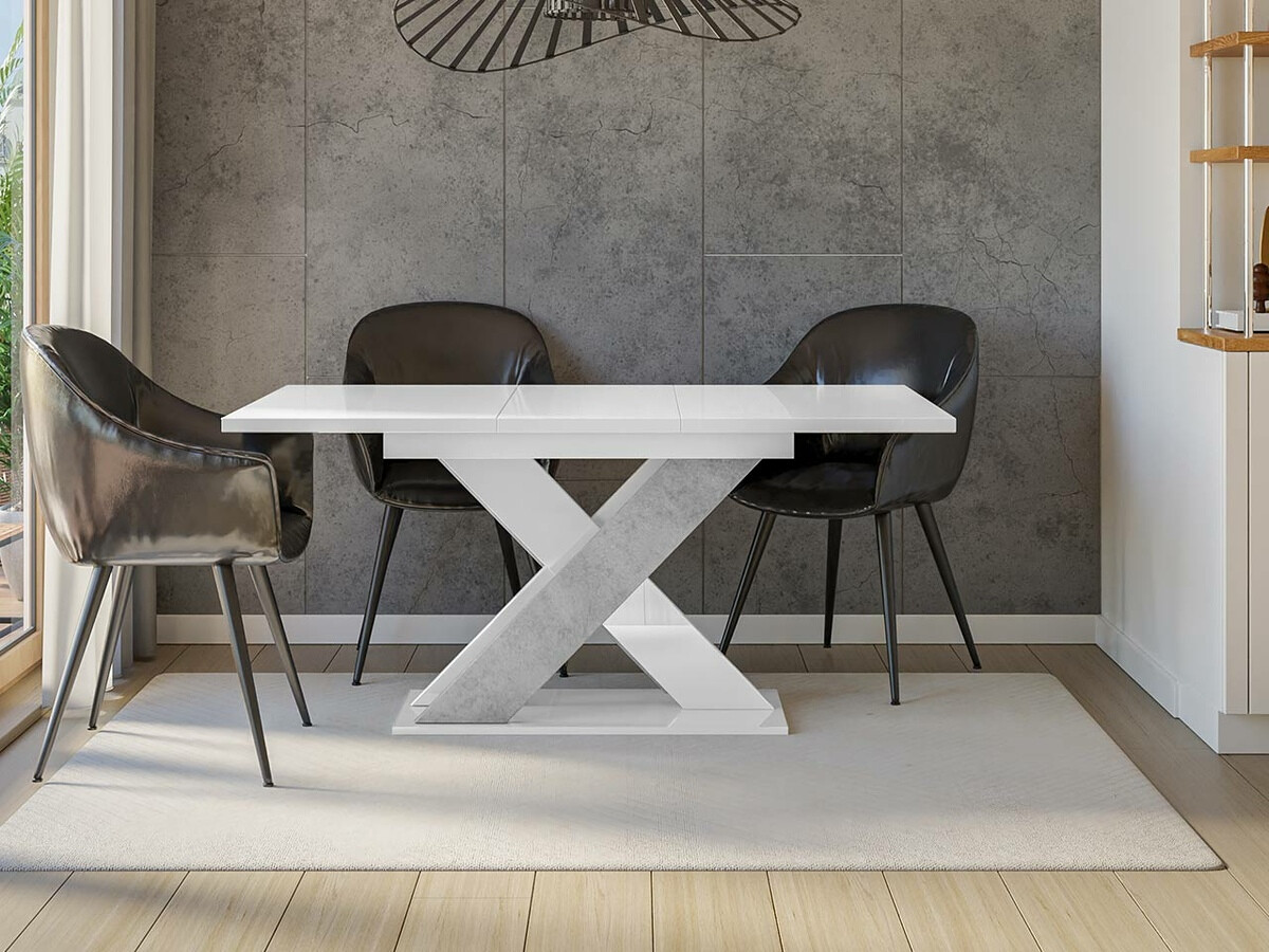 Table Goodyear 117 (Glossy white+ Concrete)