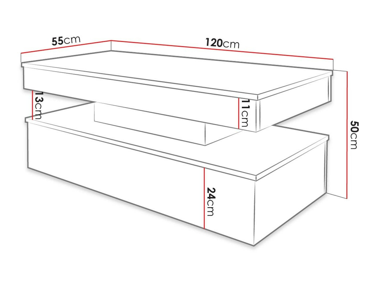 Coffee table Monfero (White + Glossy white)