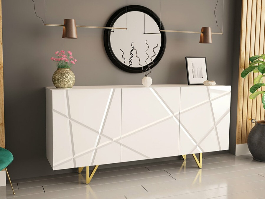 Sideboard Mavmave 101 (White + Glossy white)