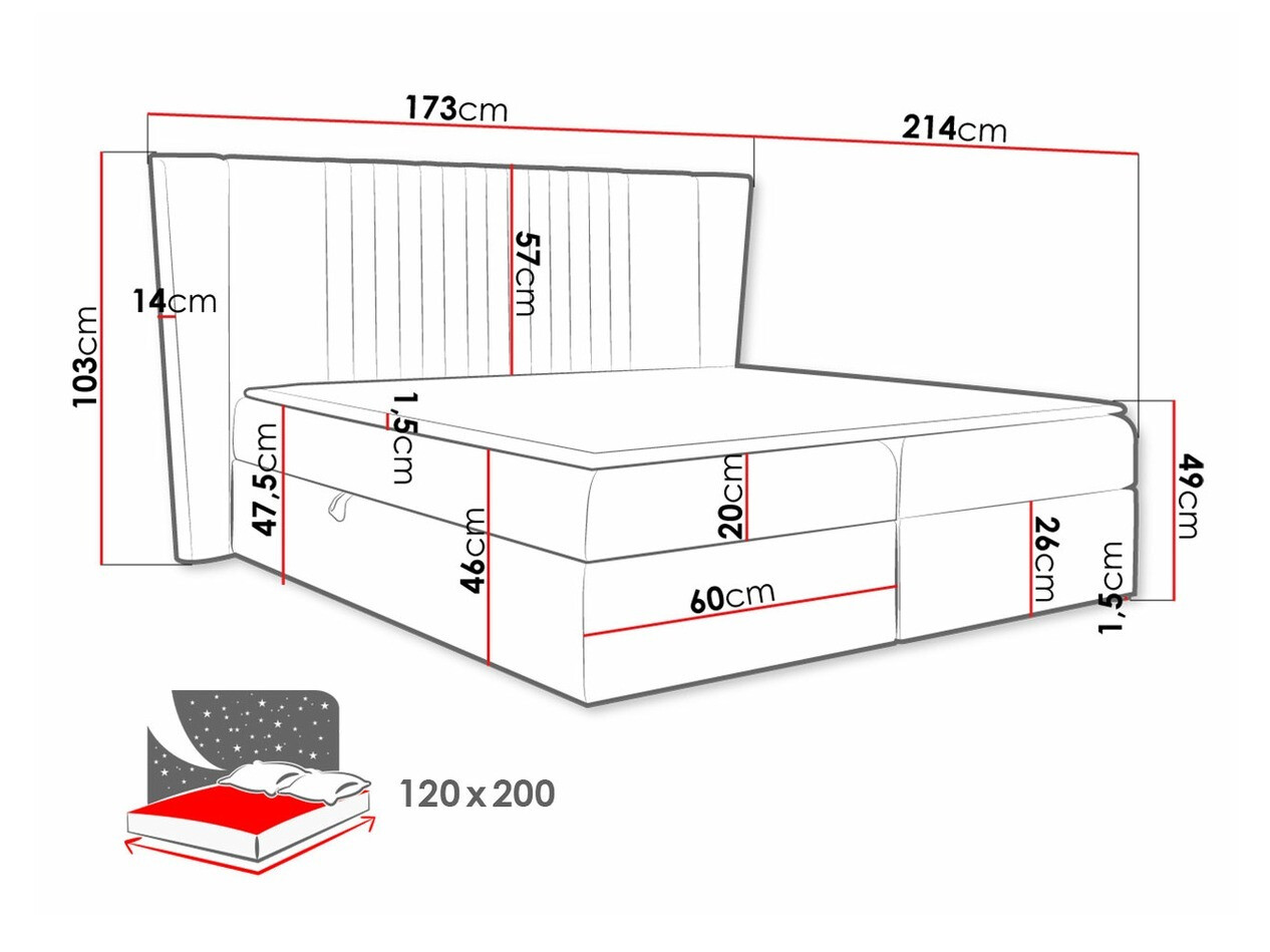 Continental bed Fenestra (Magic Velvet 2260)