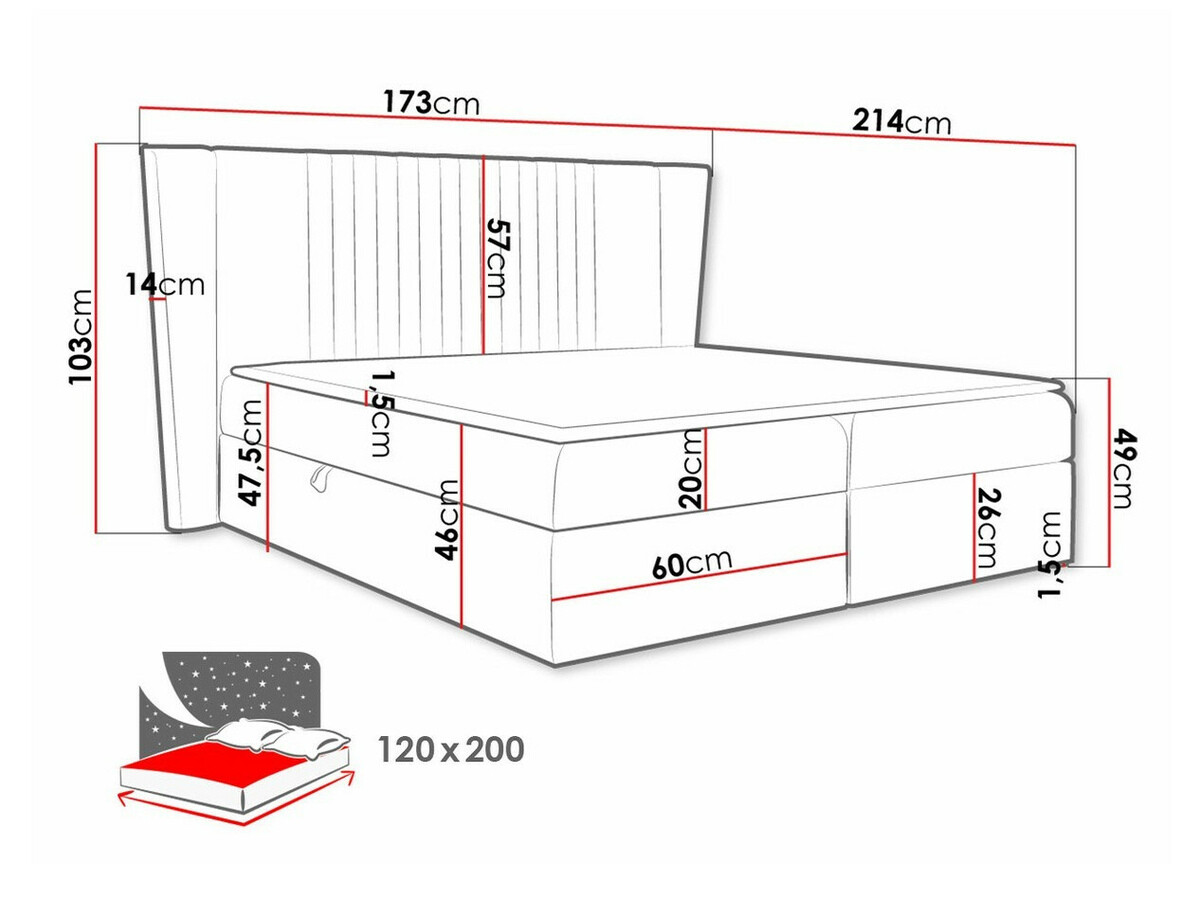 Continental bed Fenestra (Magic Velvet 2239)