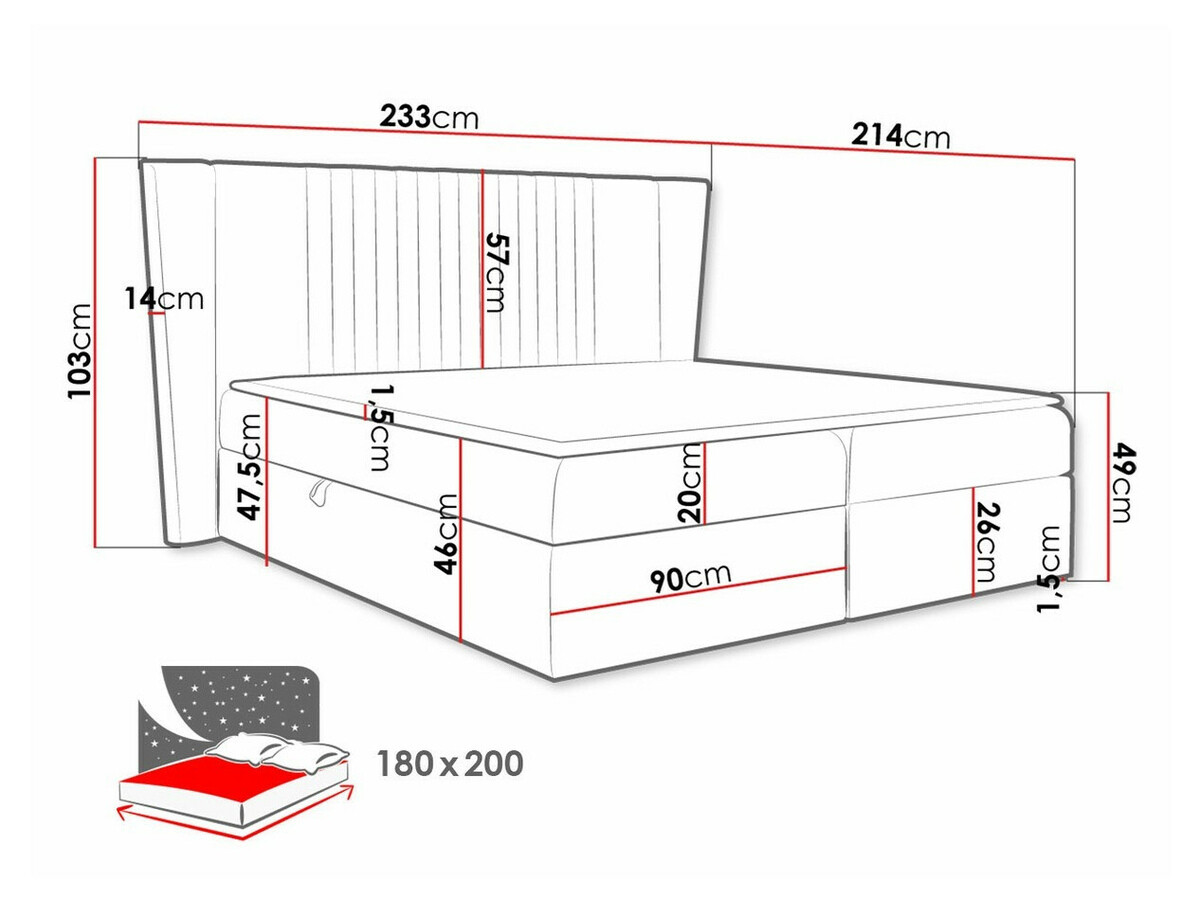 Continental bed Fenestra (Magic Velvet 2239)