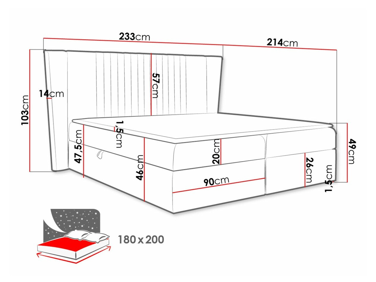 Continental bed Fenestra (Magic Velvet 2260)