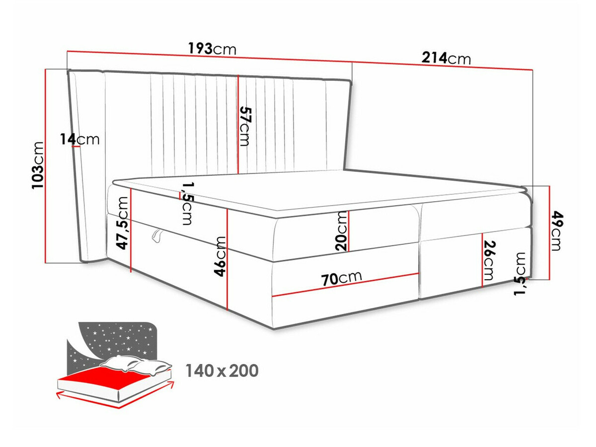 Continental bed Fenestra (Magic Velvet 2273)
