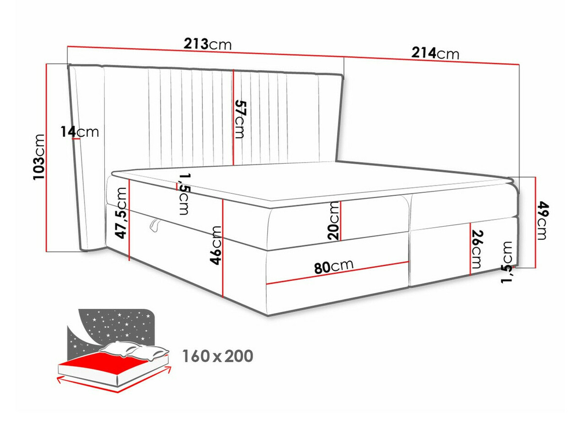Continental bed Fenestra (Magic Velvet 2297)