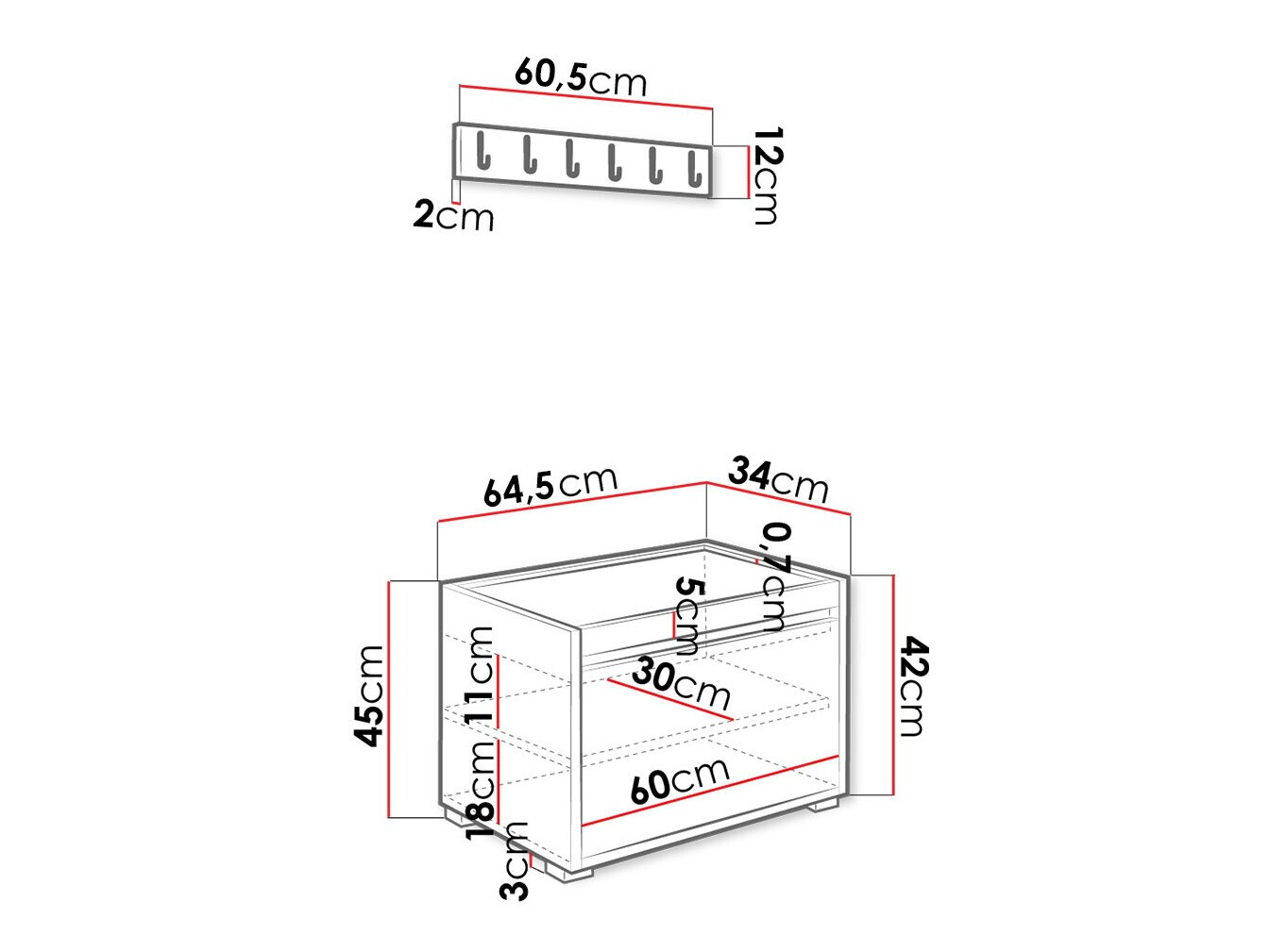 Hallway set Comfivo Pinus VII (White + Manila 32)