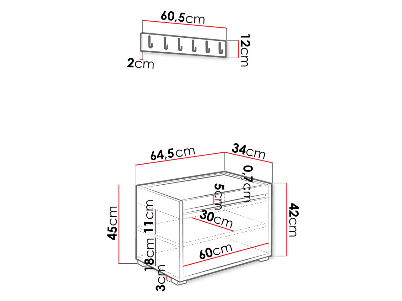 Hallway set Comfivo Pinus VI (White + Manila 32)