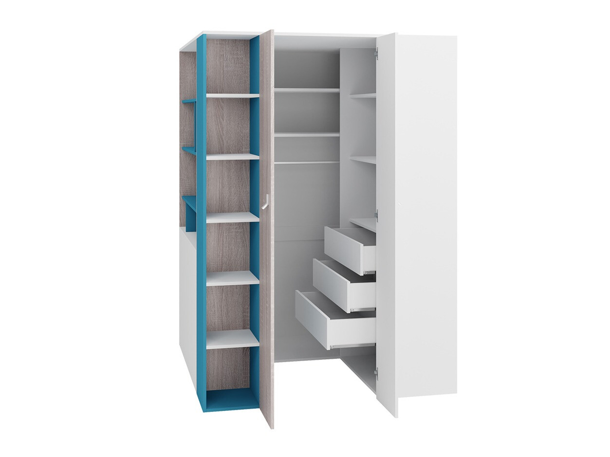 Children's room set Camteso 115 (White + Oak + Turquoise)