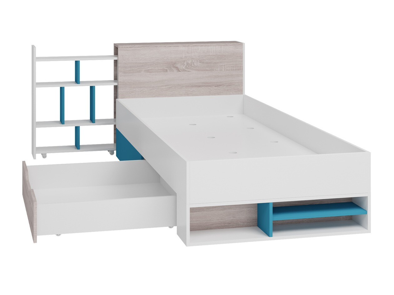 Children's room set Camteso 115 (White + Oak + Turquoise)