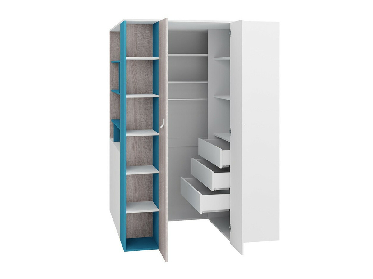 Children's room set Camteso 115 (White + Oak + Turquoise)