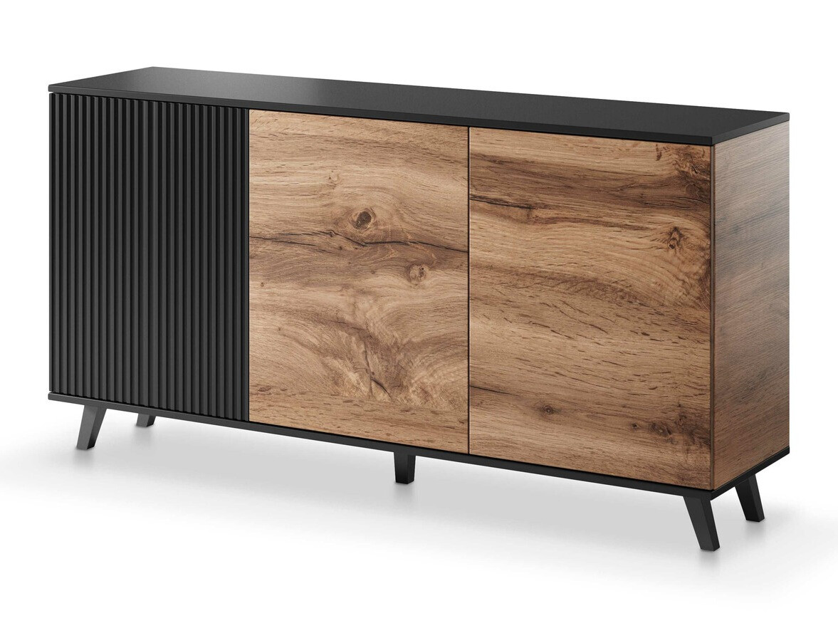 Sideboard Luelia 120 (Black + Wotan Oak)