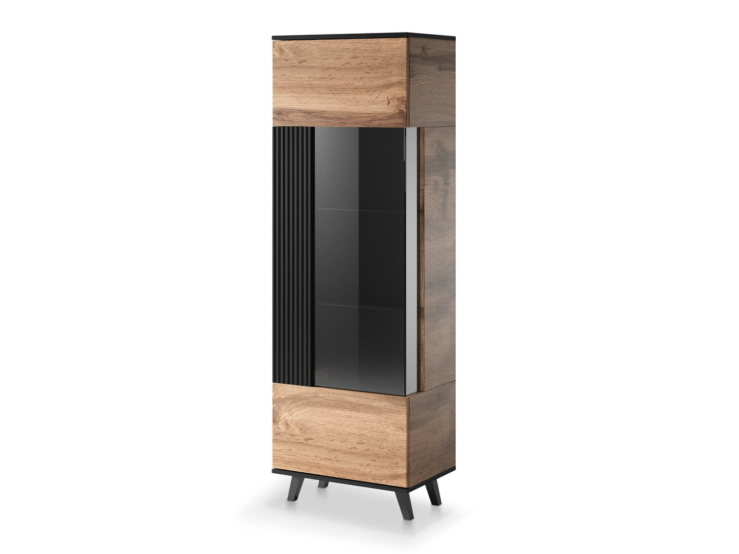 Bookcase Luelia 112 (Black + Wotan Oak)