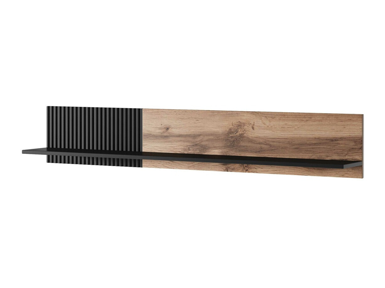 Wall shelf Luelia 117 (Black + Wotan Oak)