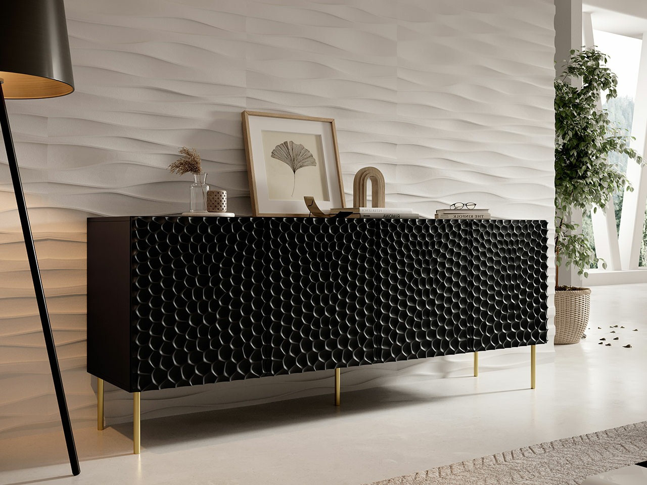 Sideboard Charlotte 170 (Black + Golden)