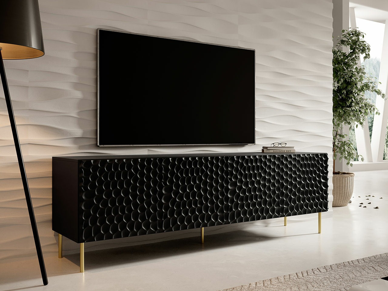 TV stand Charlotte 171 (Black + Golden)