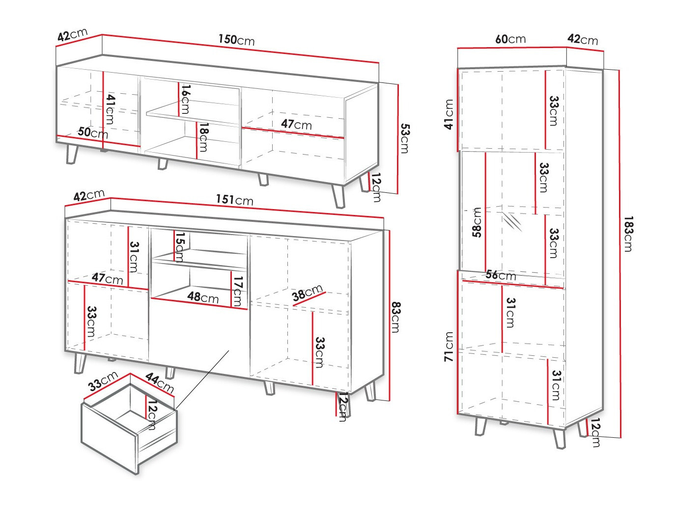Living room set Comes I (Black + Wotan Oak)