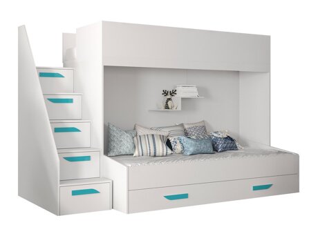 Bunk bed Hartford 356 (White + Glossy white + Turquoise)