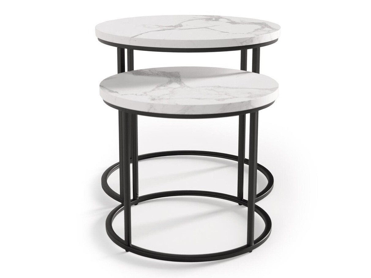 Coffee table set Houston 951 (White marble + Black)