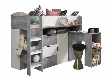 Loft bed Hartford 363 (Concrete + White)