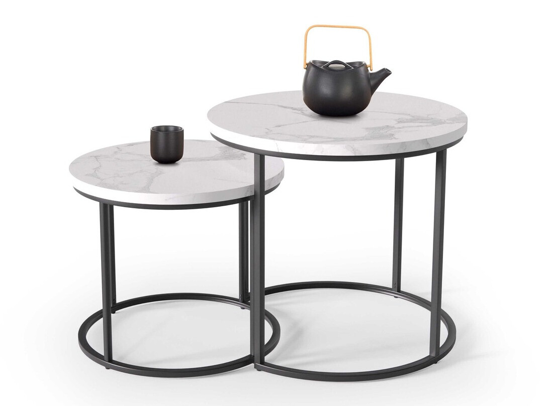 Nest of coffee tables Houston 951 (White marble + Black)