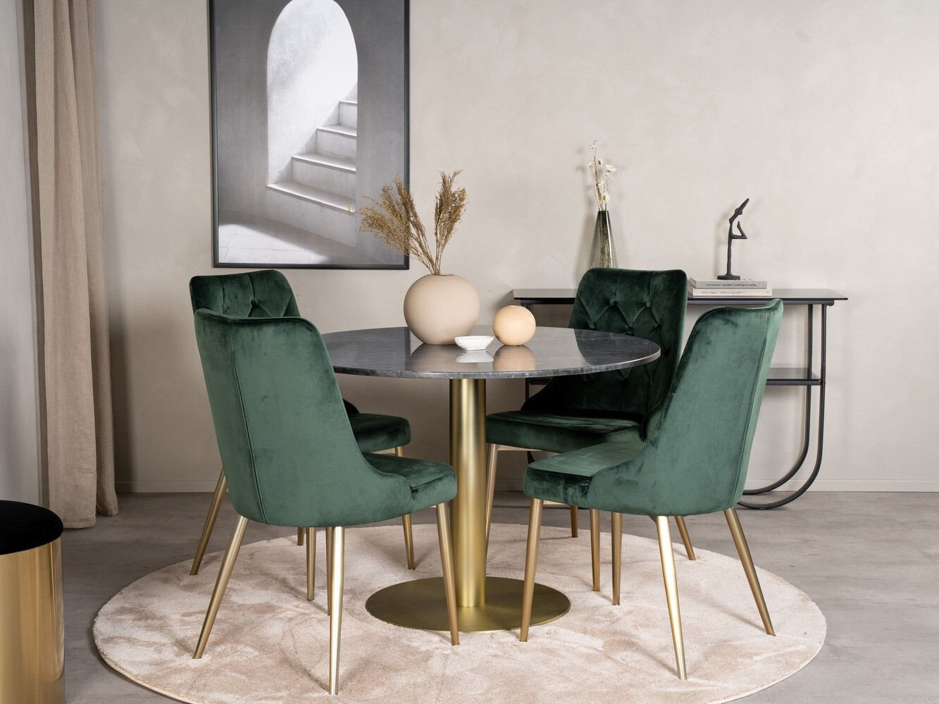 Dining set Dallas 370 (Green + Golden)