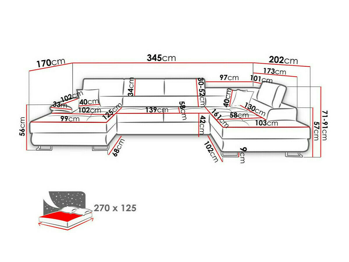 Corner sofa Comfivo Ruta IV (Kronos 09 + Paros 05)