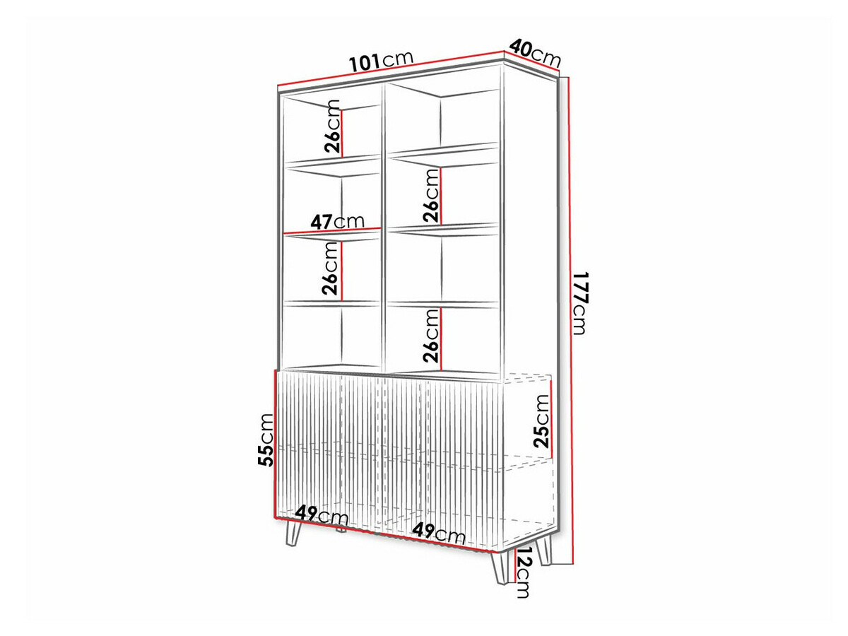 Bookcase Dicto I (Black + Golden)