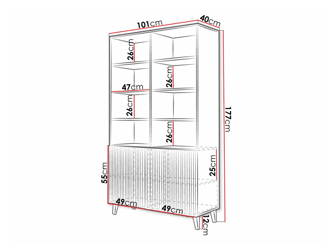 Bookcase Dicto I (White + Black)