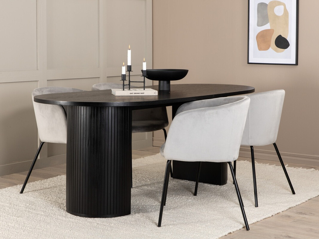 Dining set Dallas 3313 (Black + Light grey)