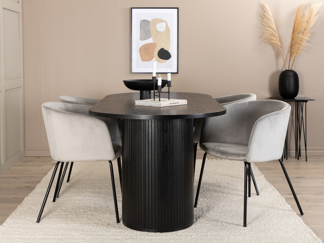 Dining set Dallas 3313 (Black + Light grey)