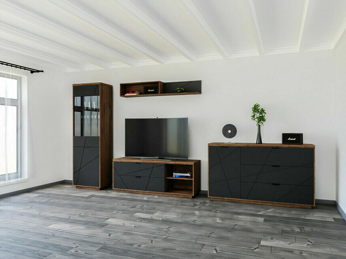Wall shelf Fivale 101 (Dark Delano oak + Matt black)
