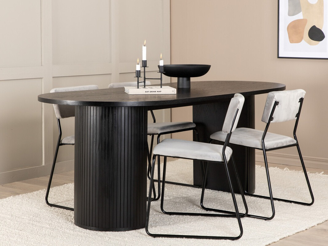 Dining set Dallas 3322 (Black + Light grey)
