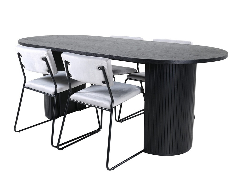 Dining set Dallas 3322 (Black + Light grey)