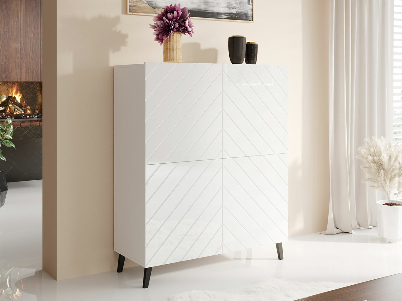 Sideboard Charlotte 179 (White + Glossy white)