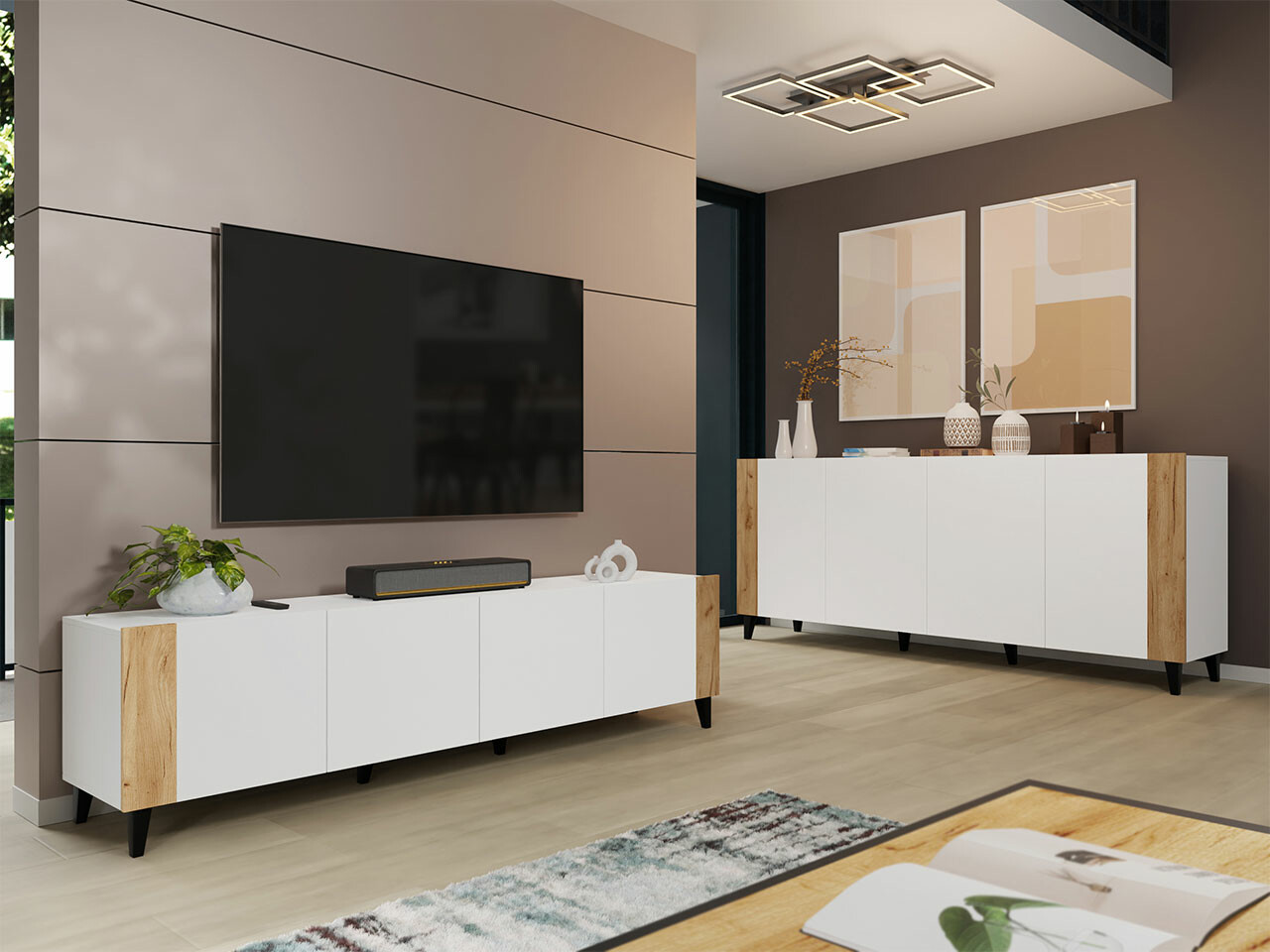 Living room set Charlotte 185 (White + Craft oak)